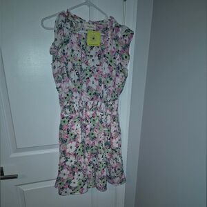 Periwinkle  Floral Mini Dress - Pink and Green